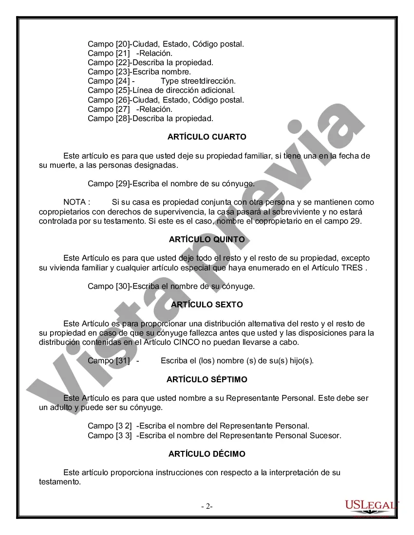 Preview Paquete de Voluntades Mutuas con Últimas Voluntades y Testamentos para Pareja Casada con Hijos Adultos