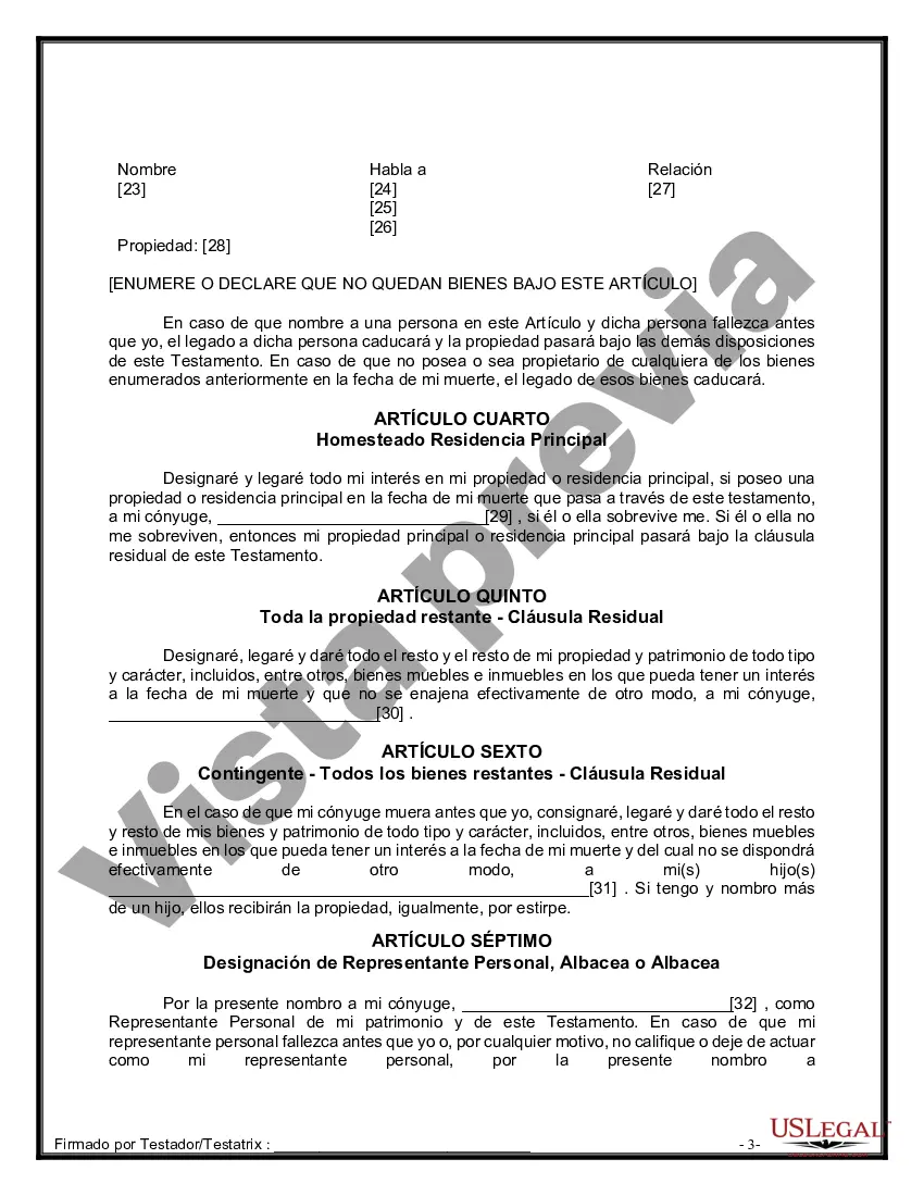 Preview Paquete de Voluntades Mutuas con Últimas Voluntades y Testamentos para Pareja Casada con Hijos Adultos