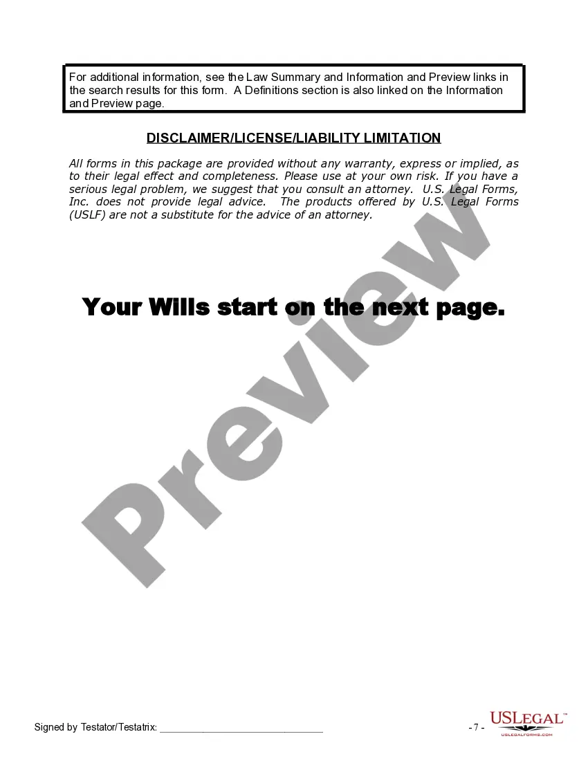 Preview Mutual Wills Package with Last Wills and Testaments for Married Couple with Adult Children