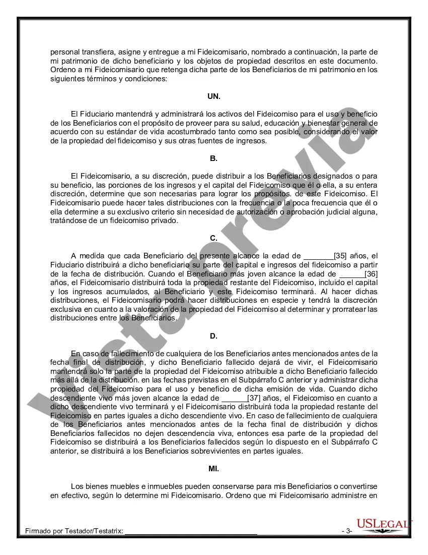 Preview Formulario Legal de Última Voluntad y Testamento para Persona Casada con Hijos Adultos y Menores