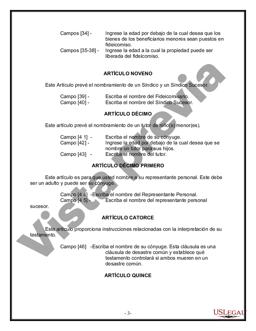 Preview Paquete de Voluntades Mutuas con Últimas Voluntades y Testamentos para Pareja Casada con Hijos Mayores y Menores