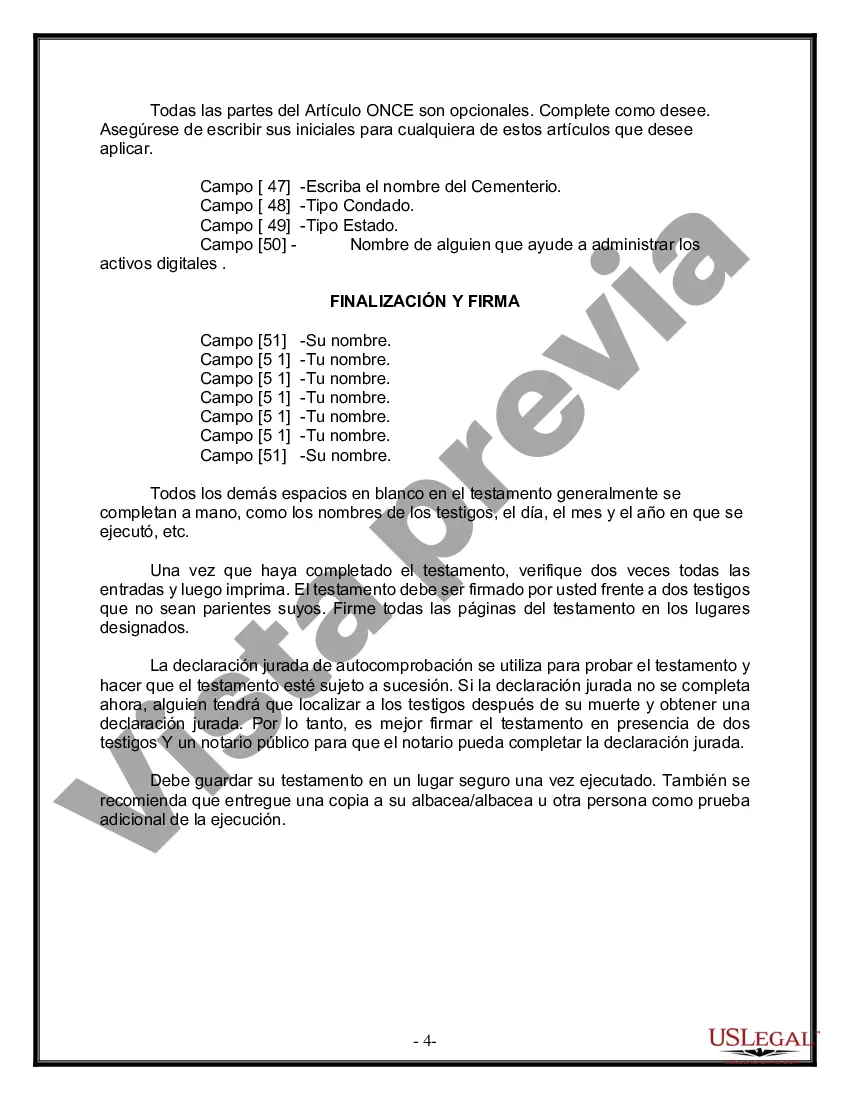 Preview Paquete de Voluntades Mutuas con Últimas Voluntades y Testamentos para Pareja Casada con Hijos Mayores y Menores