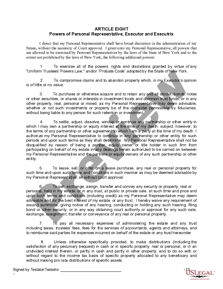 Preview Last Will and Testament for a Widow or Widower with Adult Children