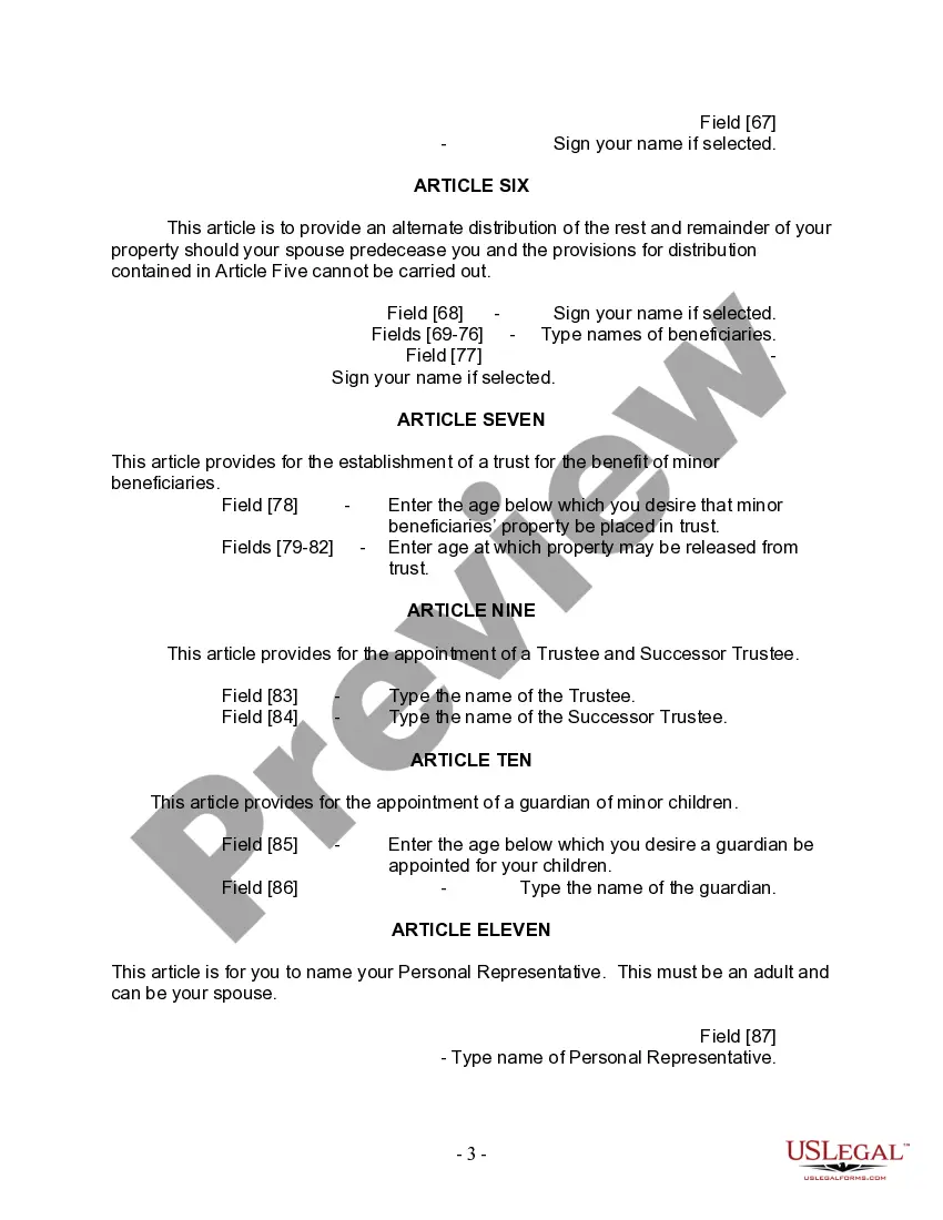 Preview Last Will and Testament for Divorced and Remarried Person with Mine, Yours and Ours Children