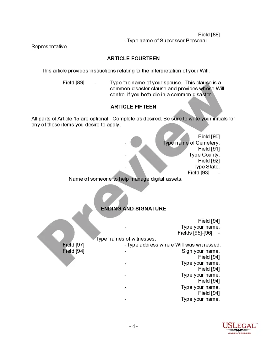 Preview Last Will and Testament for Divorced and Remarried Person with Mine, Yours and Ours Children