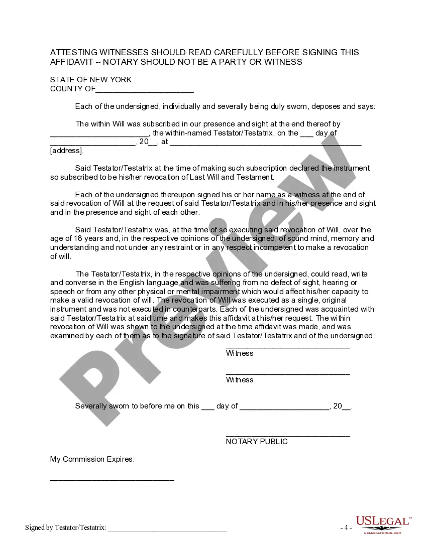 Preview Written Revocation of Will