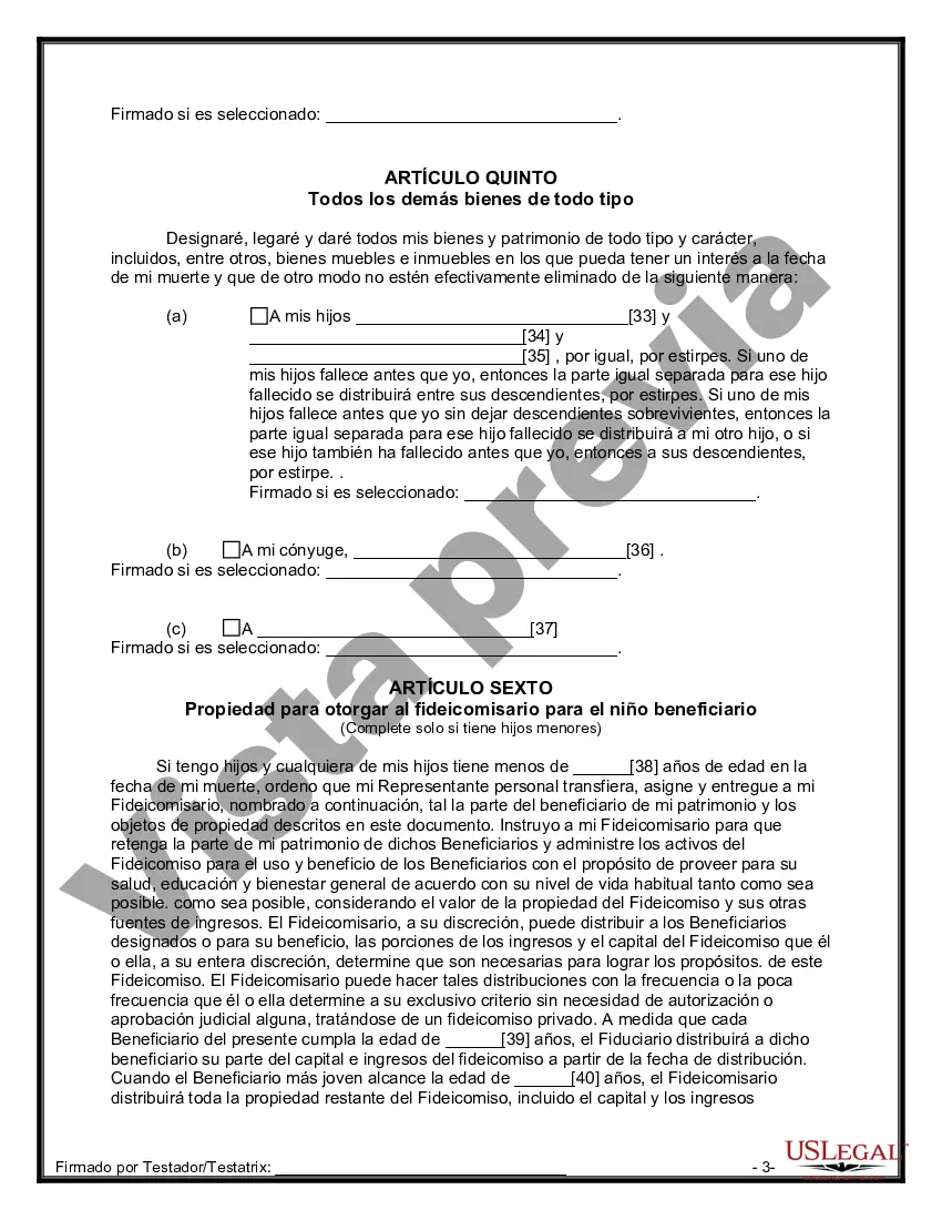 Preview Última voluntad y testamento para otras personas