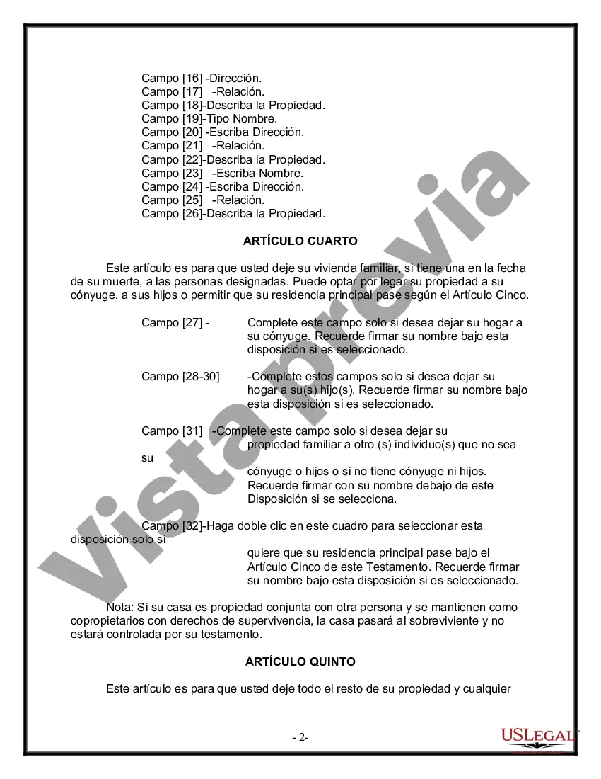 Preview Última voluntad y testamento para otras personas