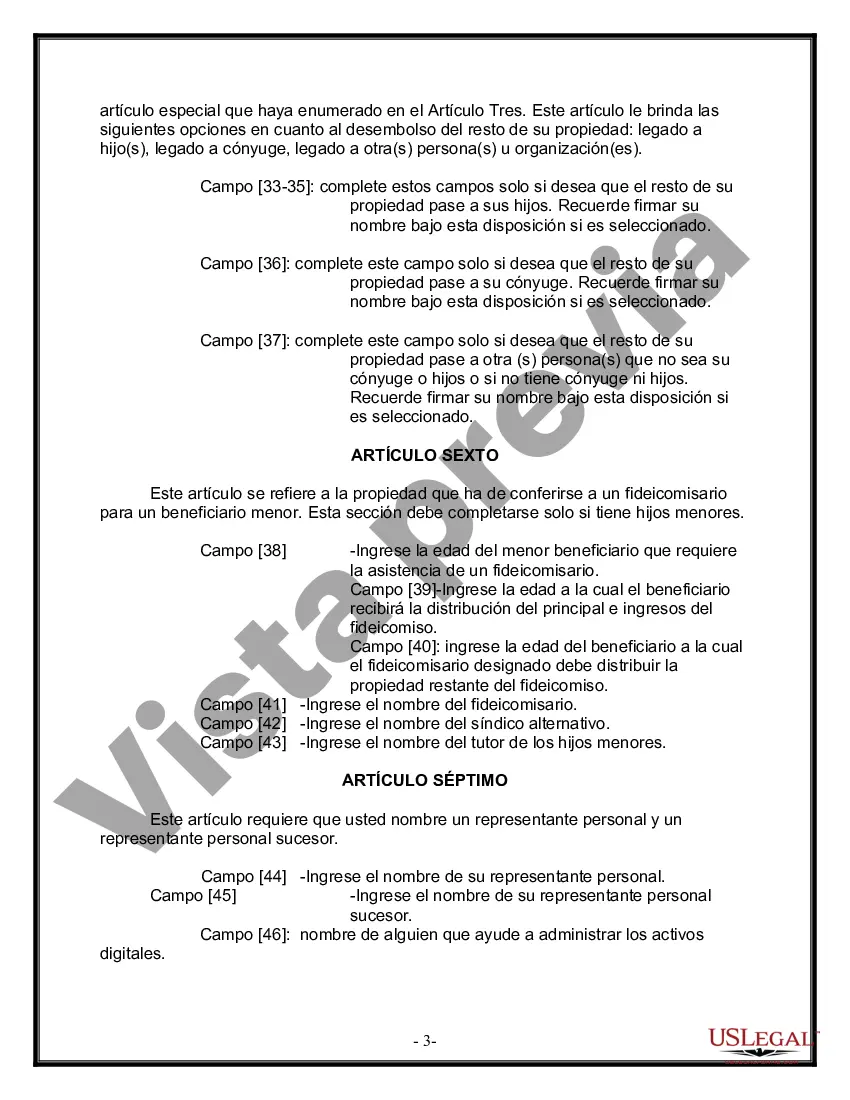 Preview Última voluntad y testamento para otras personas