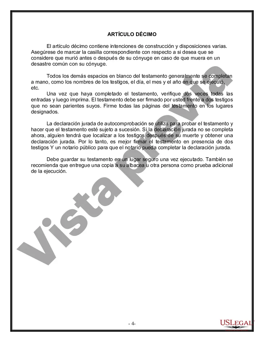 Preview Última voluntad y testamento para otras personas