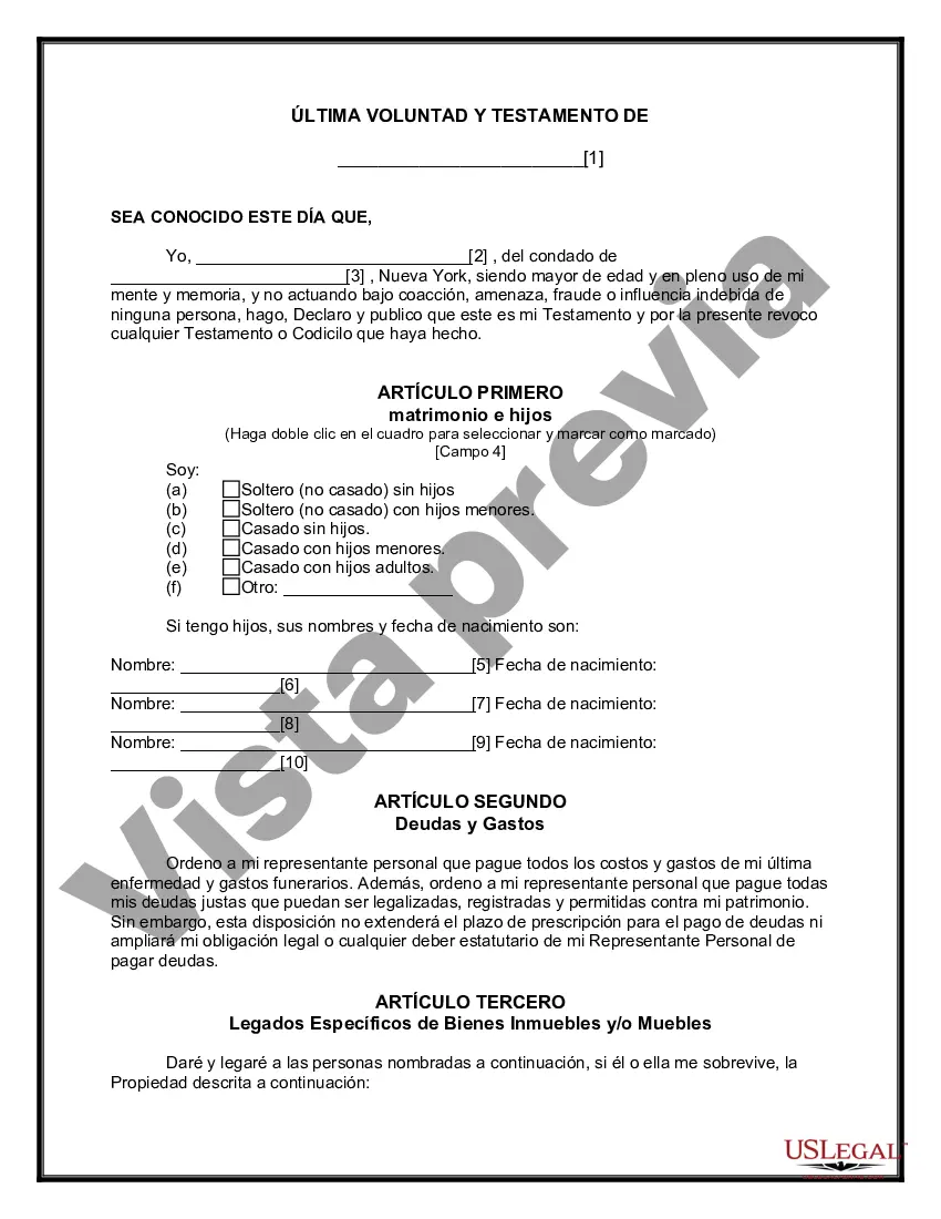 Preview Última voluntad y testamento para otras personas