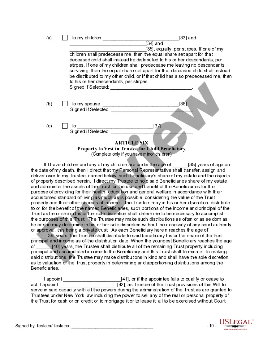 Preview Last Will and Testament for other Persons