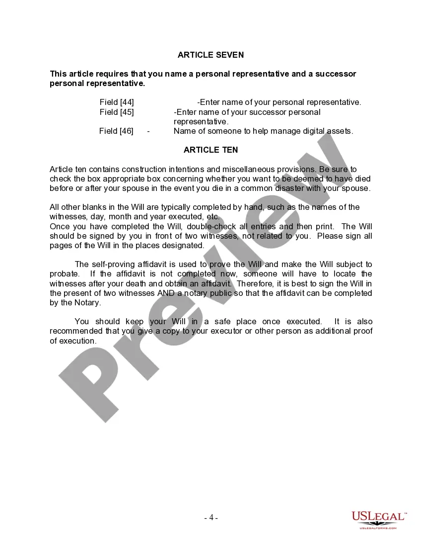 Preview Last Will and Testament for other Persons