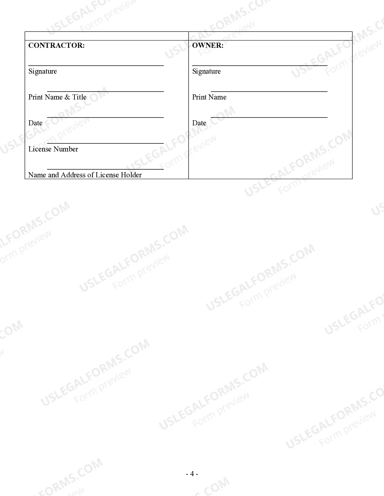 Preview Trim Carpenter Contract for Contractor