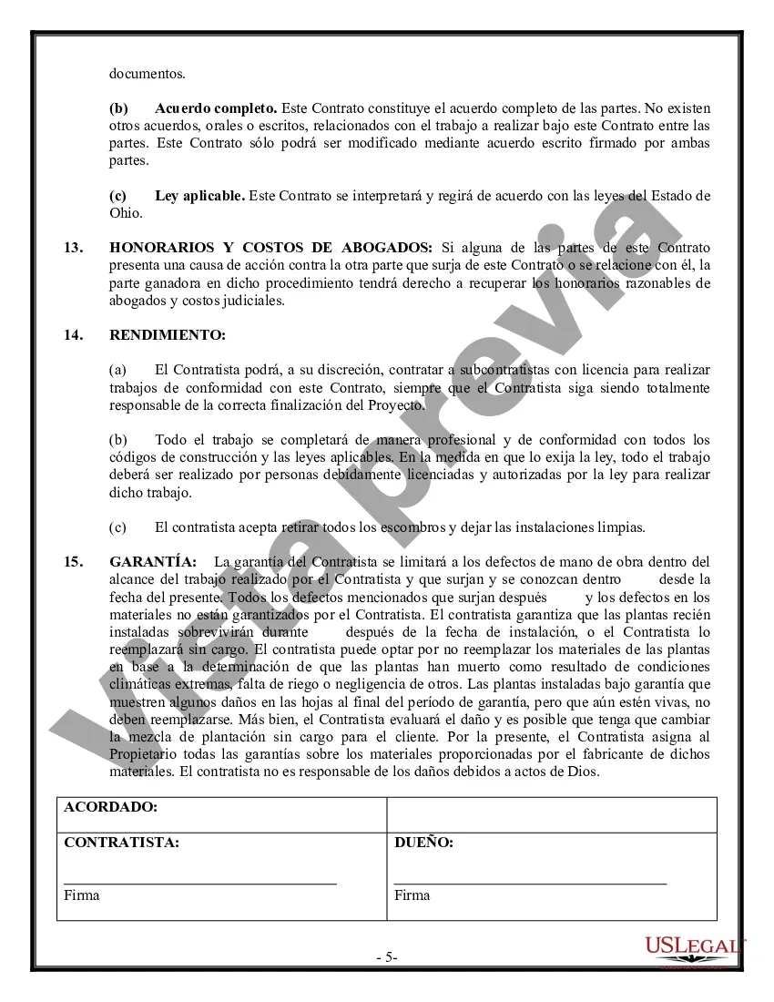 Preview Contrato de paisajismo para contratista