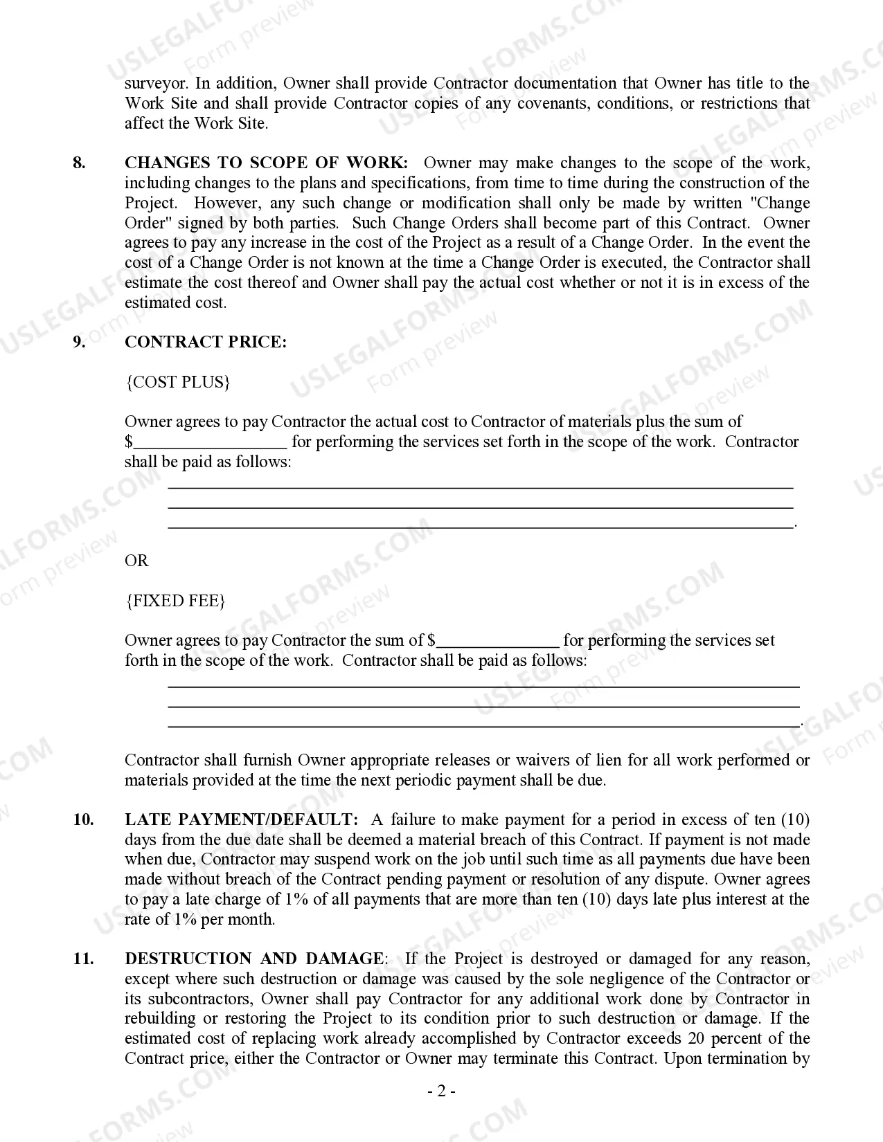 Preview Paving Contract for Contractor