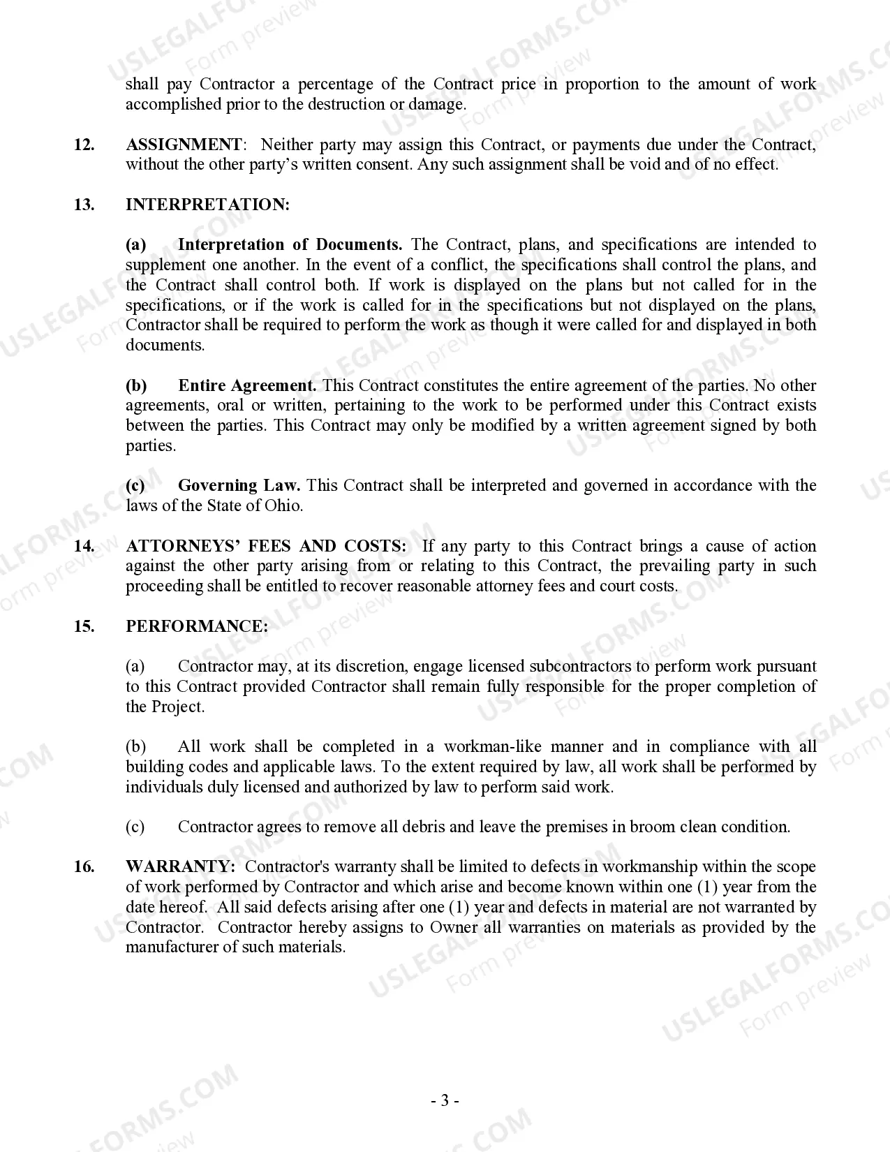 Preview Drainage Contract for Contractor