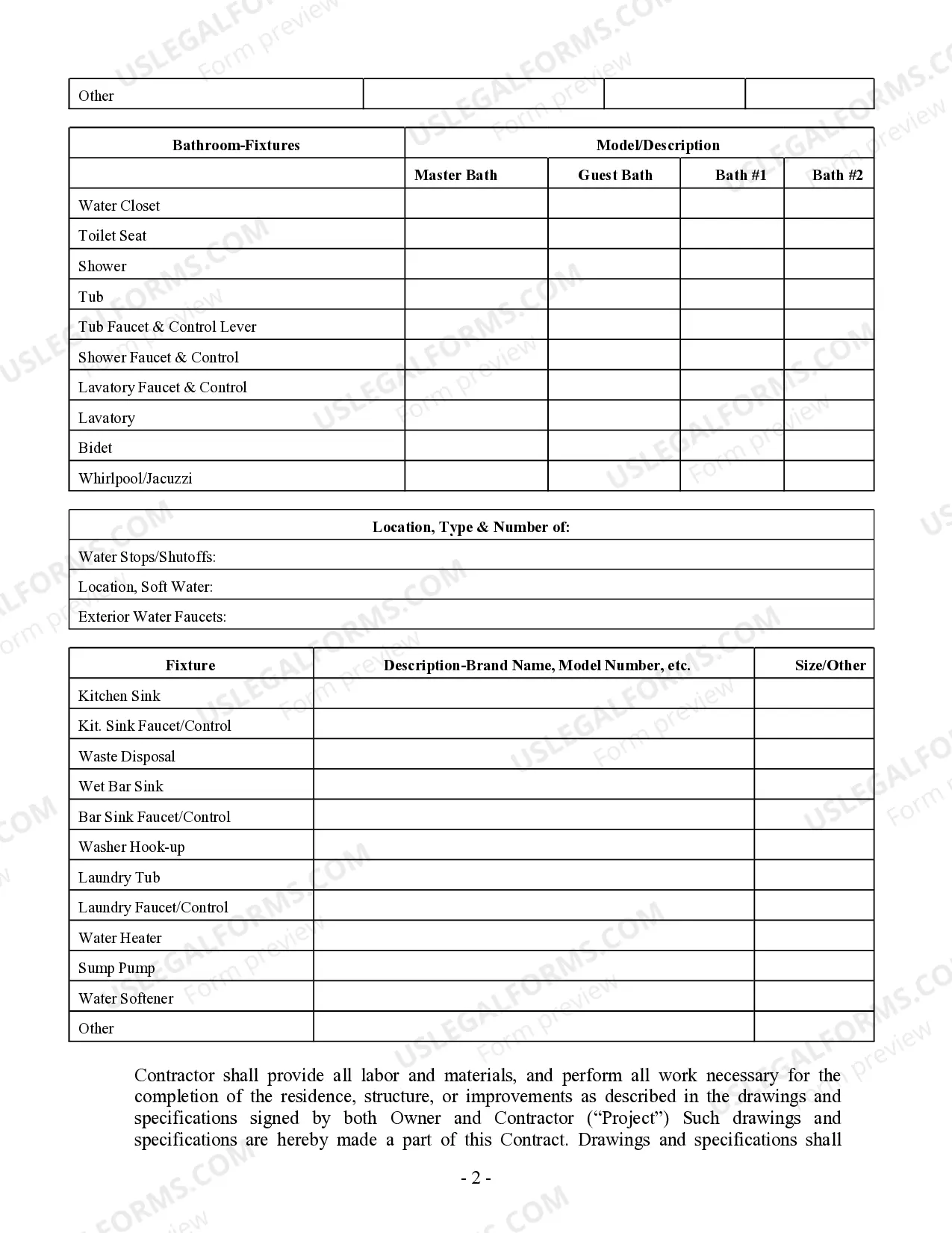 Preview Plumbing Contract for Contractor