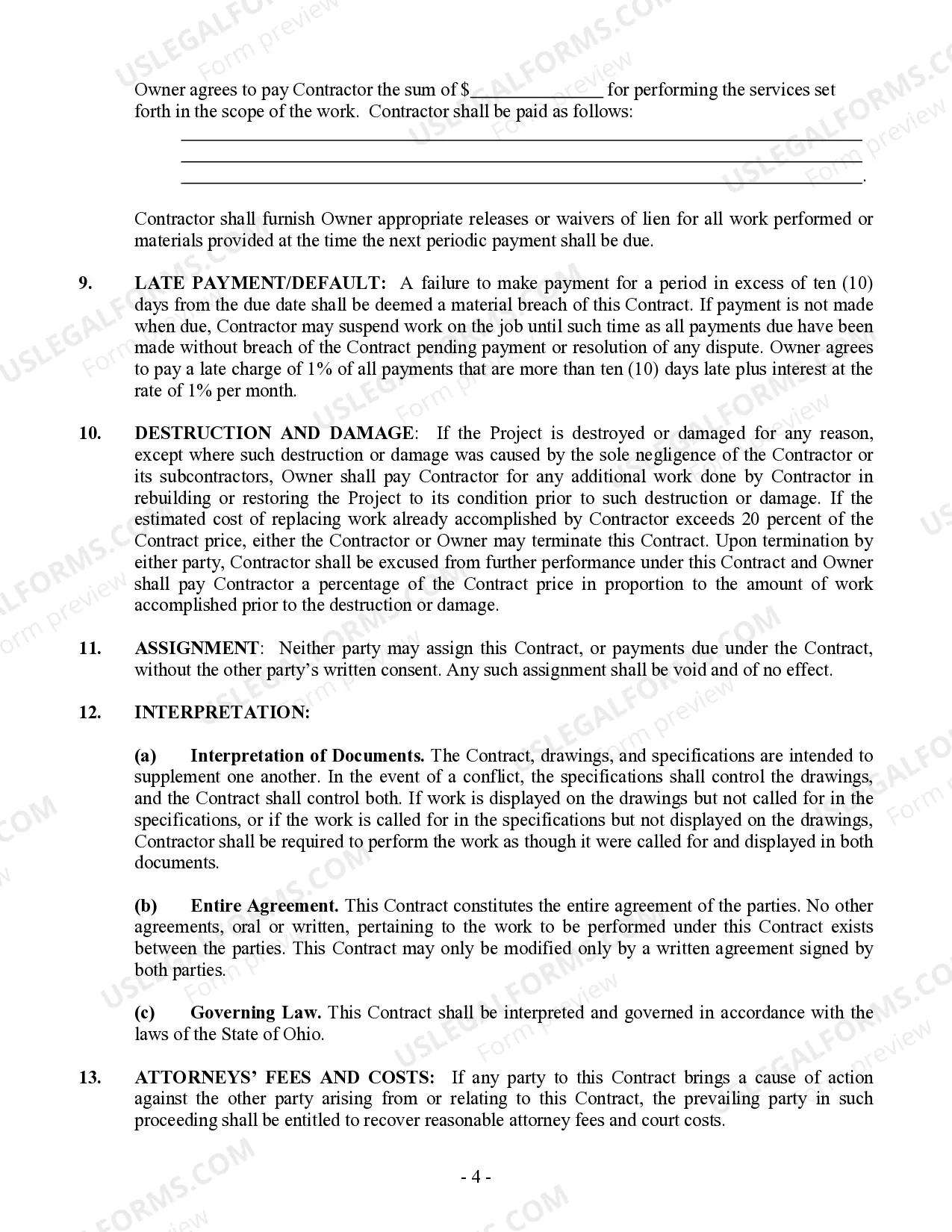 Preview Electrical Contract for Contractor