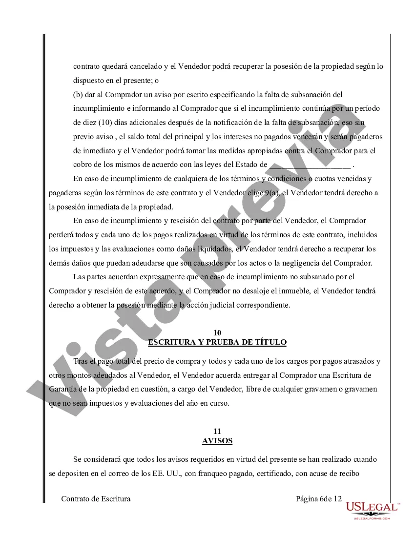 Preview Acuerdo o Contrato de Escritura de Venta y Compra de Bienes Raíces a/k/a Terreno o Contrato de Ejecución