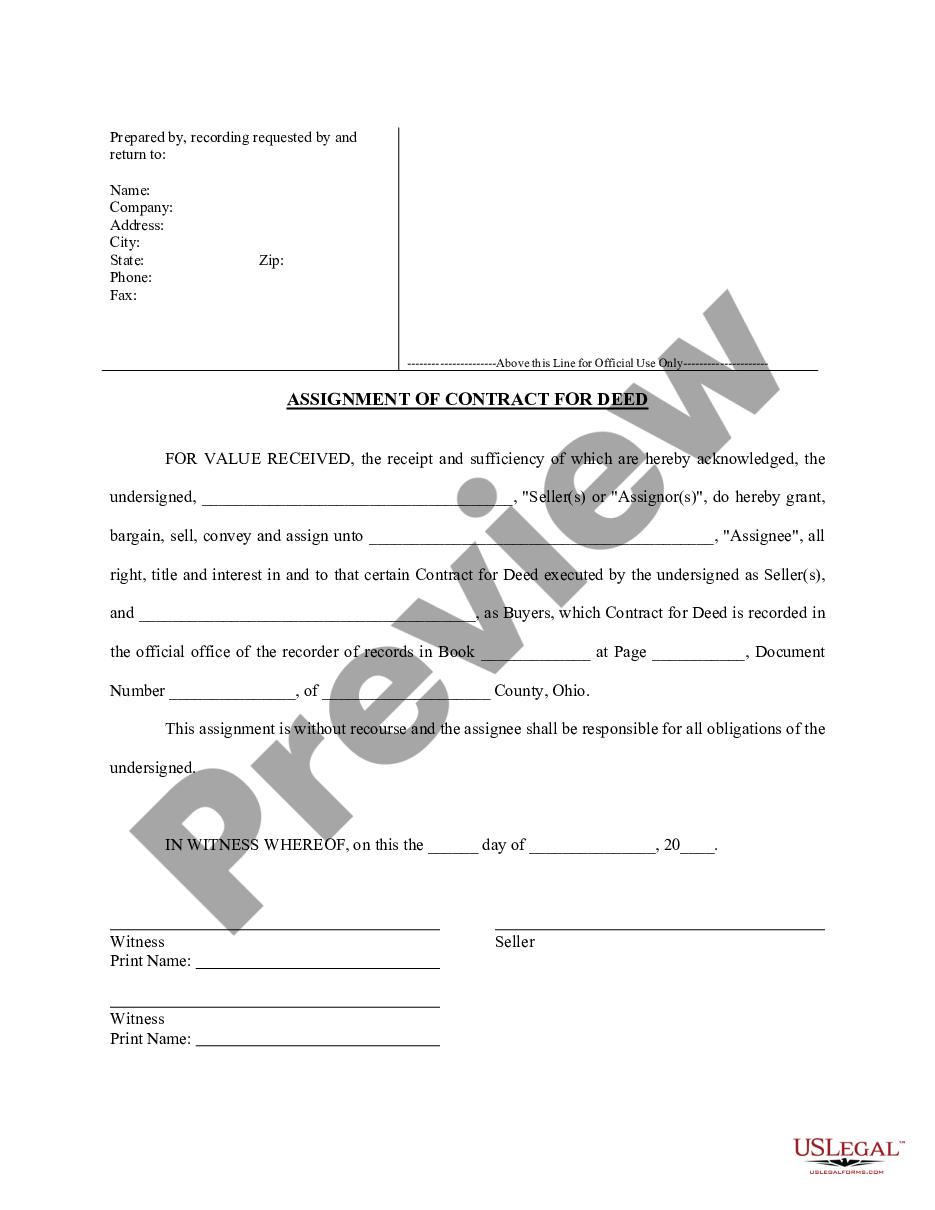 page 0 Assignment of Contract for Deed by Seller preview