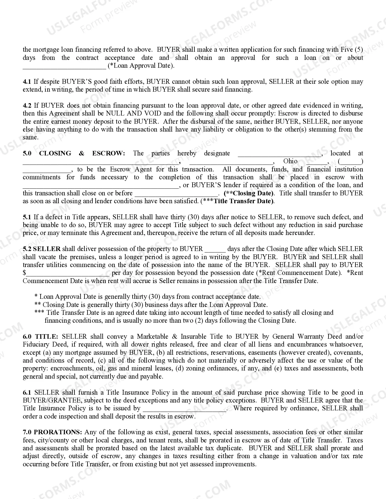 Preview Ohio Real Estate AS-IS Purchase Agreement