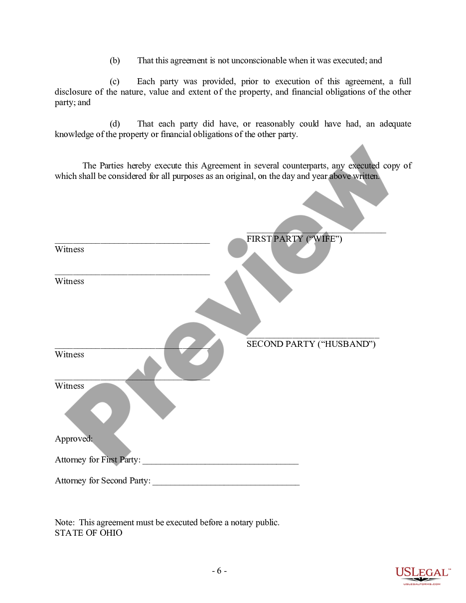 page 5 Ohio Prenuptial Premarital Agreement with Financial Statements preview