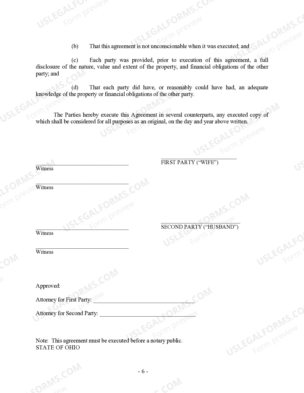 Preview Ohio Prenuptial Premarital Agreement with Financial Statements