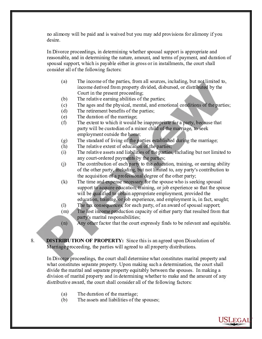 Preview Ohio No-Fault Agreed Uncontested Divorce Package for Dissolution of Marriage for people with Minor Children