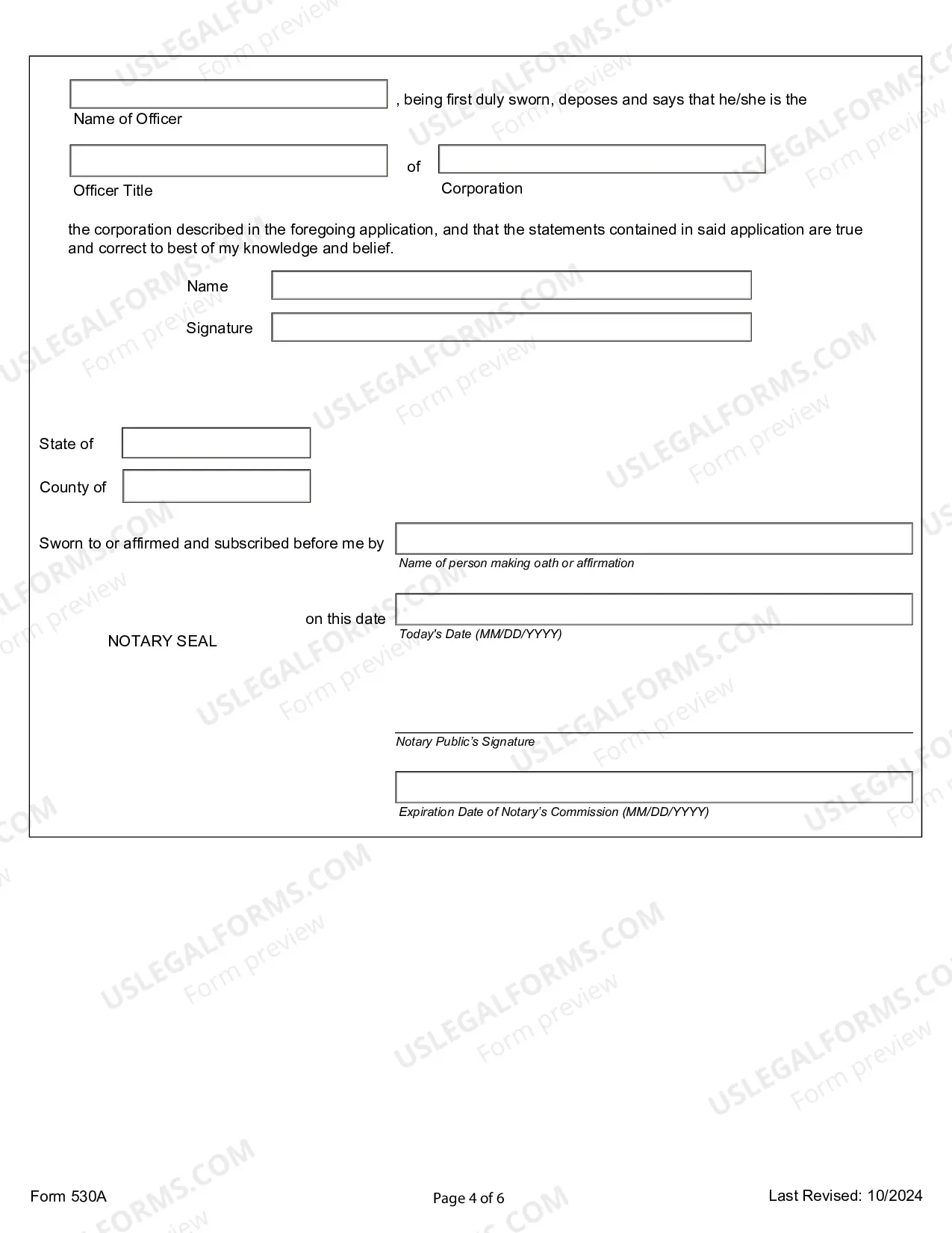 Preview Ohio Registration of Foreign Corporation