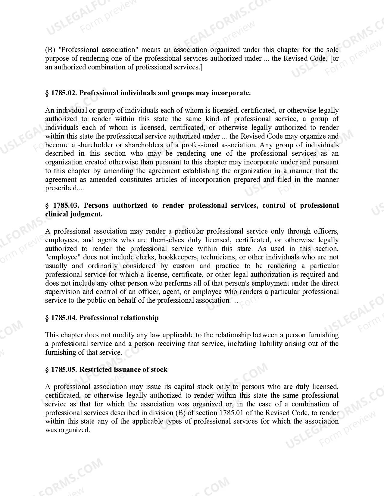 Preview Professional Corporation Package for Ohio