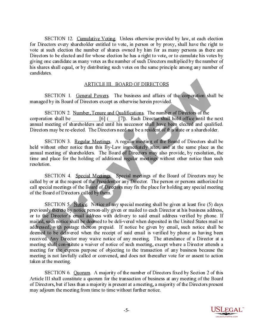 Preview Ohio Bylaws for Corporation