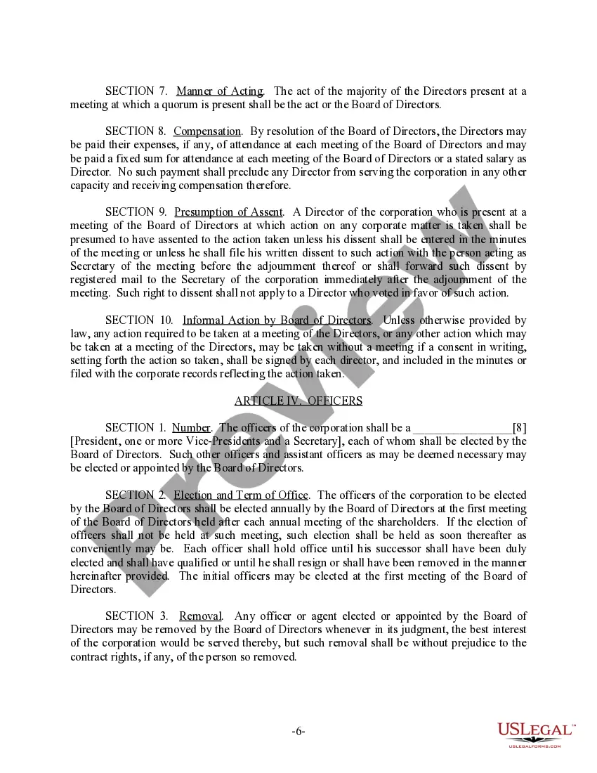 Preview Ohio Bylaws for Corporation