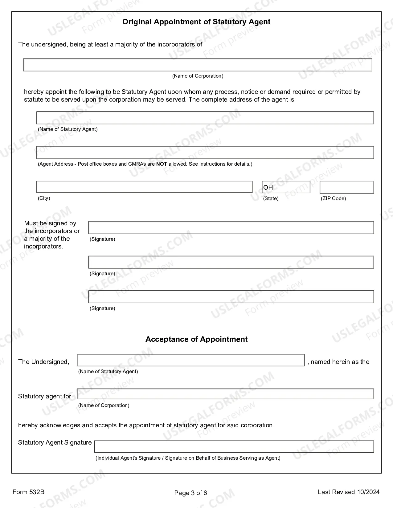 Preview Initial Articles of Incorporation for Domestic Nonprofit Corporation in Ohio