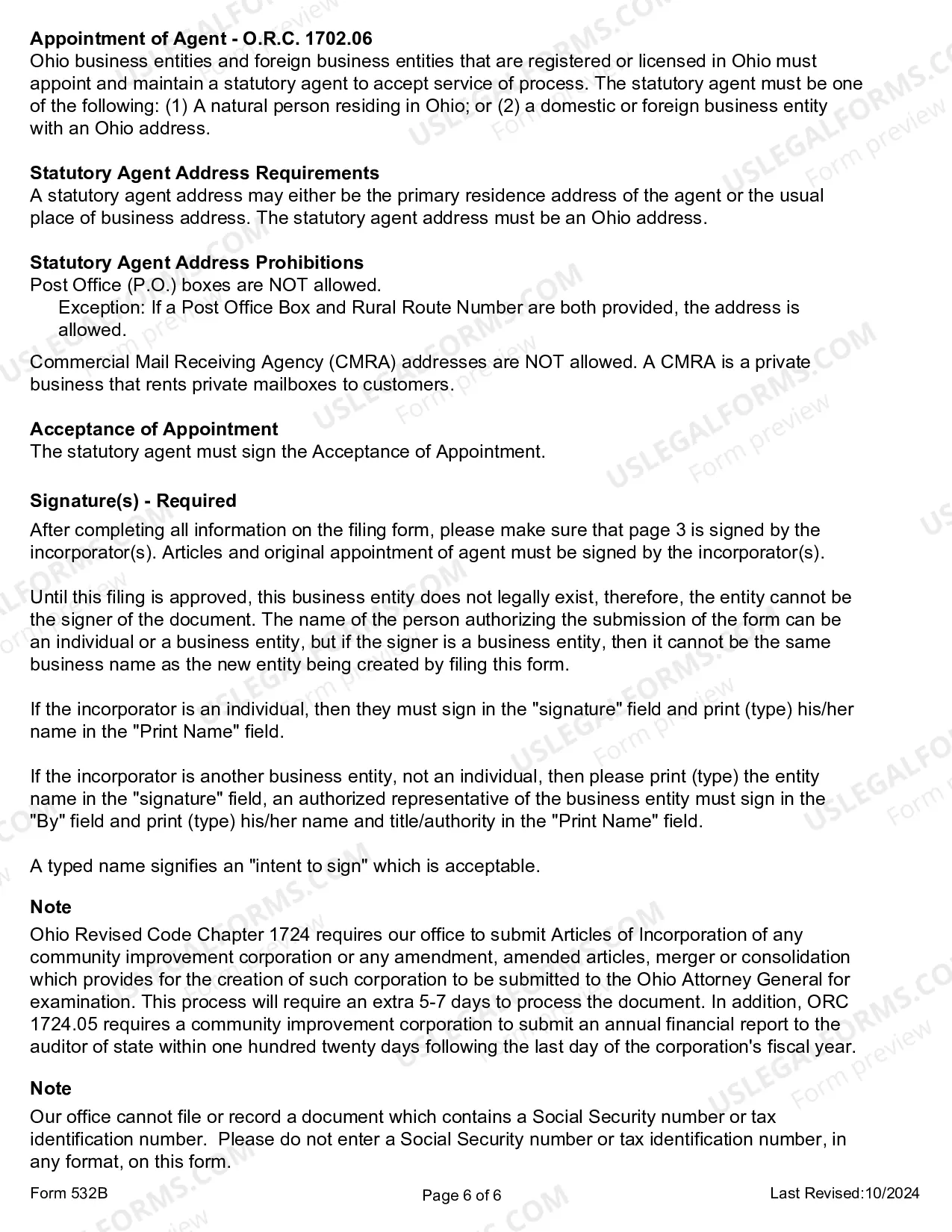 Preview Initial Articles of Incorporation for Domestic Nonprofit Corporation in Ohio