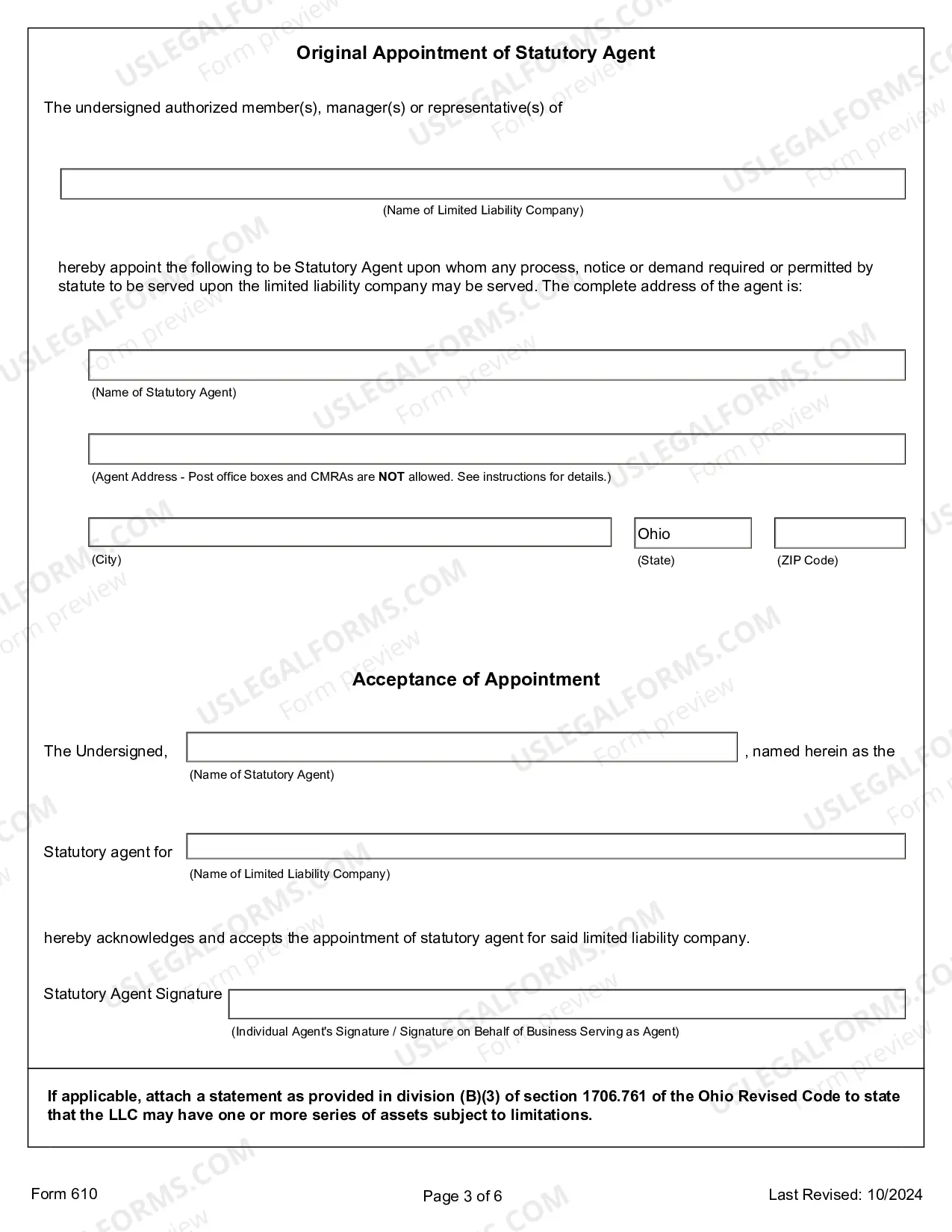 Preview Organization - Registration - Domestic Limited Liability Company LLC