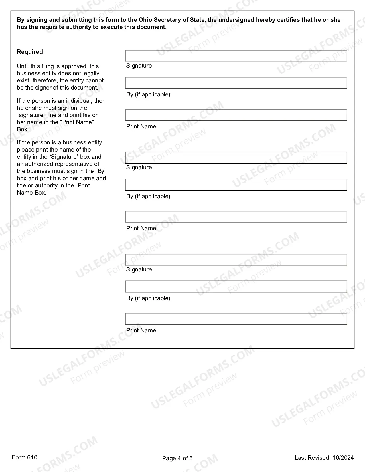 Preview Organization - Registration - Domestic Limited Liability Company LLC
