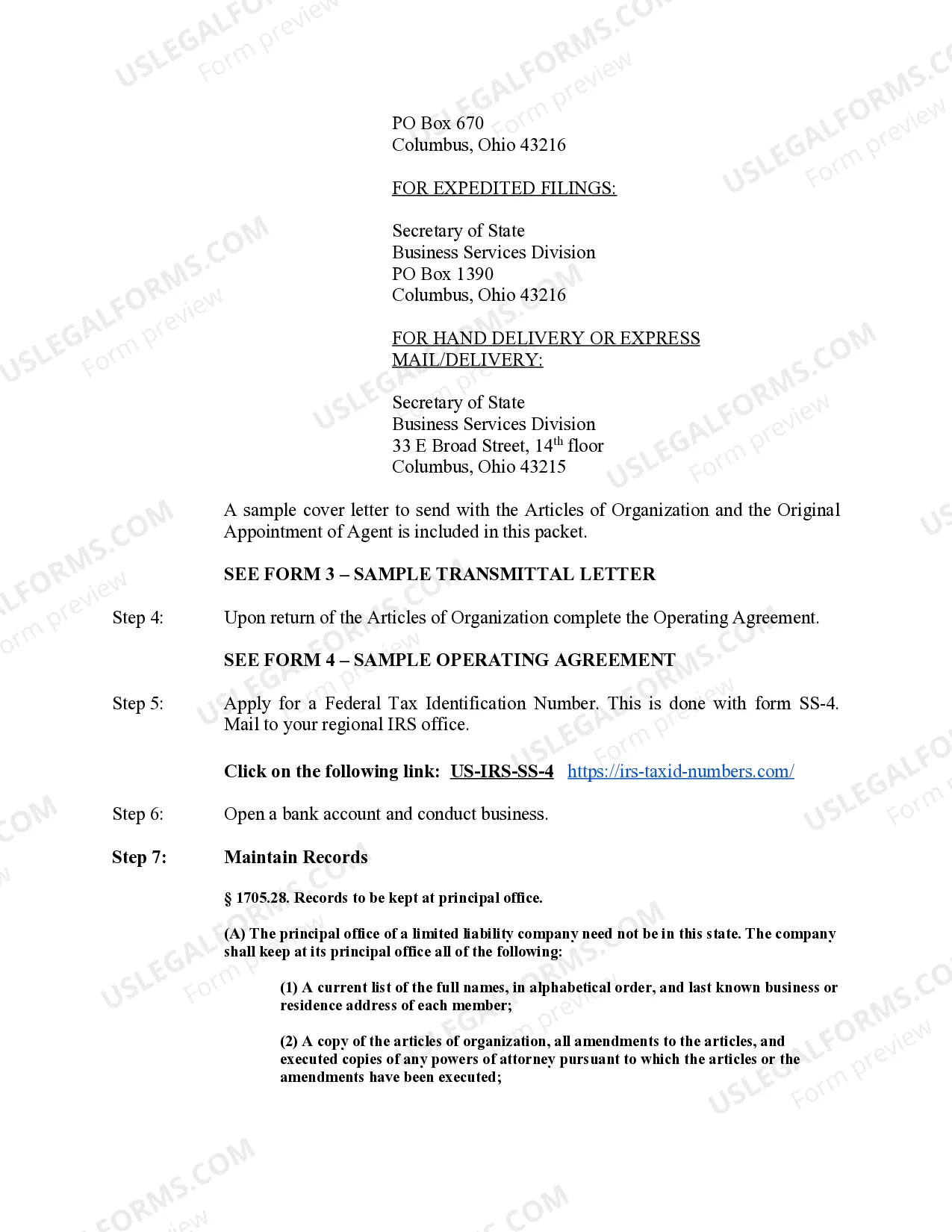 Preview Ohio Professional Limited Liability Company PLLC Formation Package