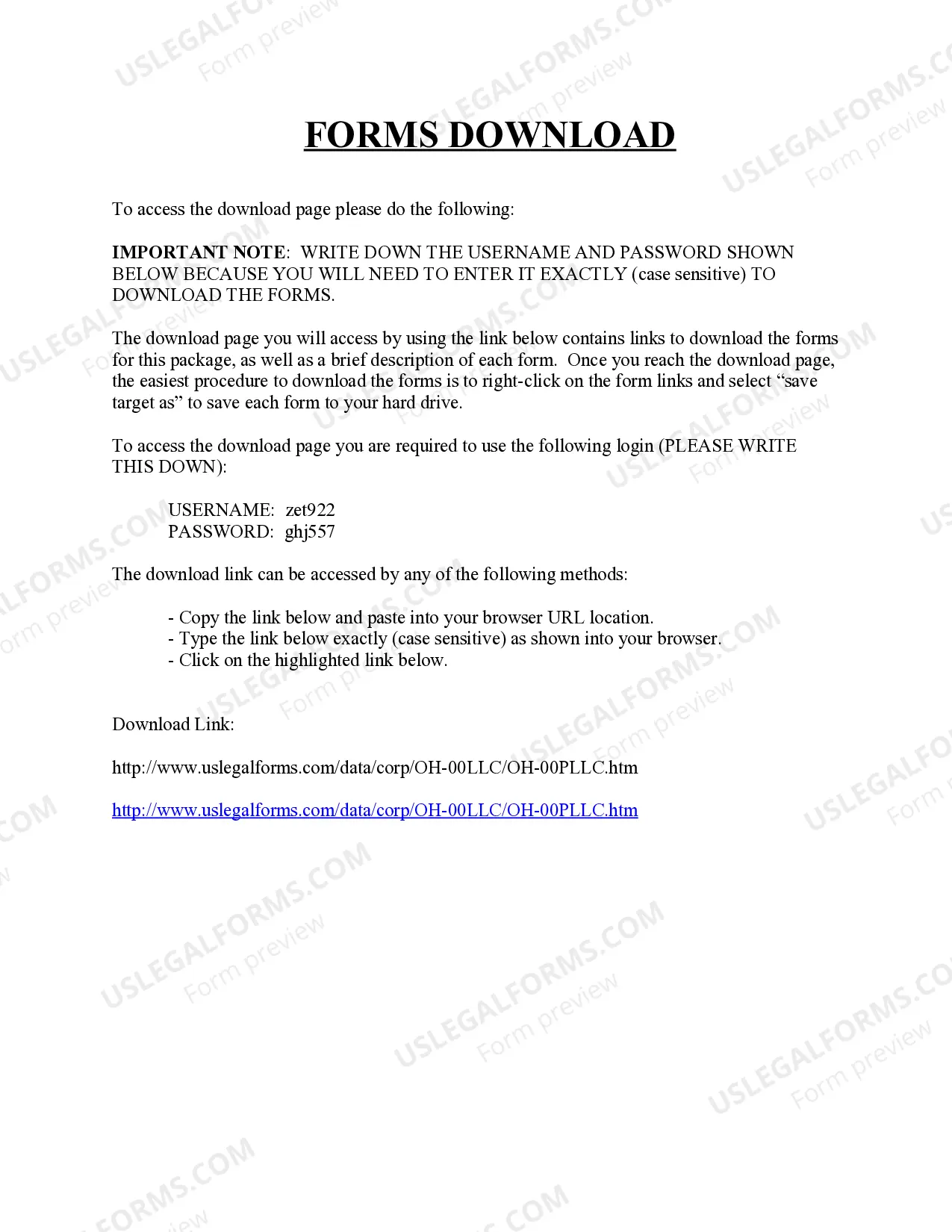 Preview Ohio Professional Limited Liability Company PLLC Formation Package