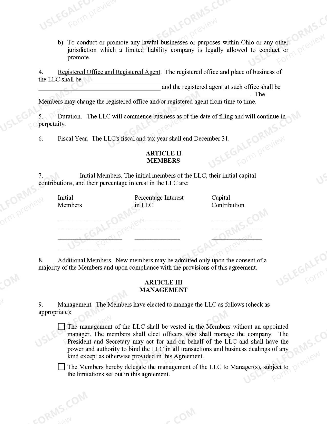 Preview Ohio Professional Limited Liability Company PLLC Formation Package