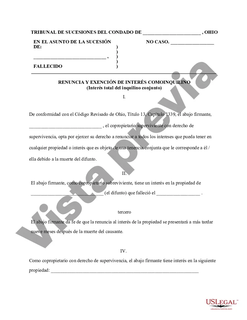 Preview Renuncia y renuncia de tenencia conjunta o interés de tenencia