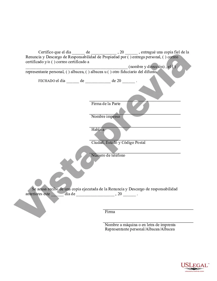 Preview Renuncia y renuncia de tenencia conjunta o interés de tenencia