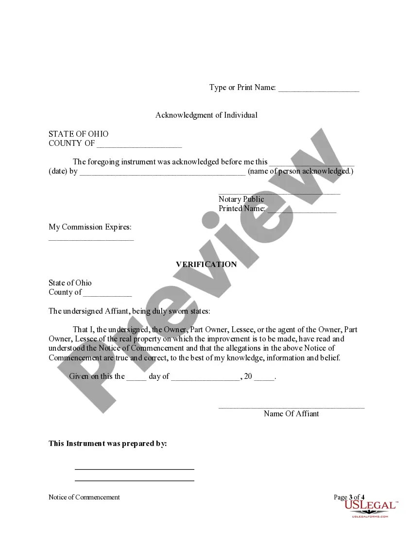 Preview Notice of Commencement - Individual