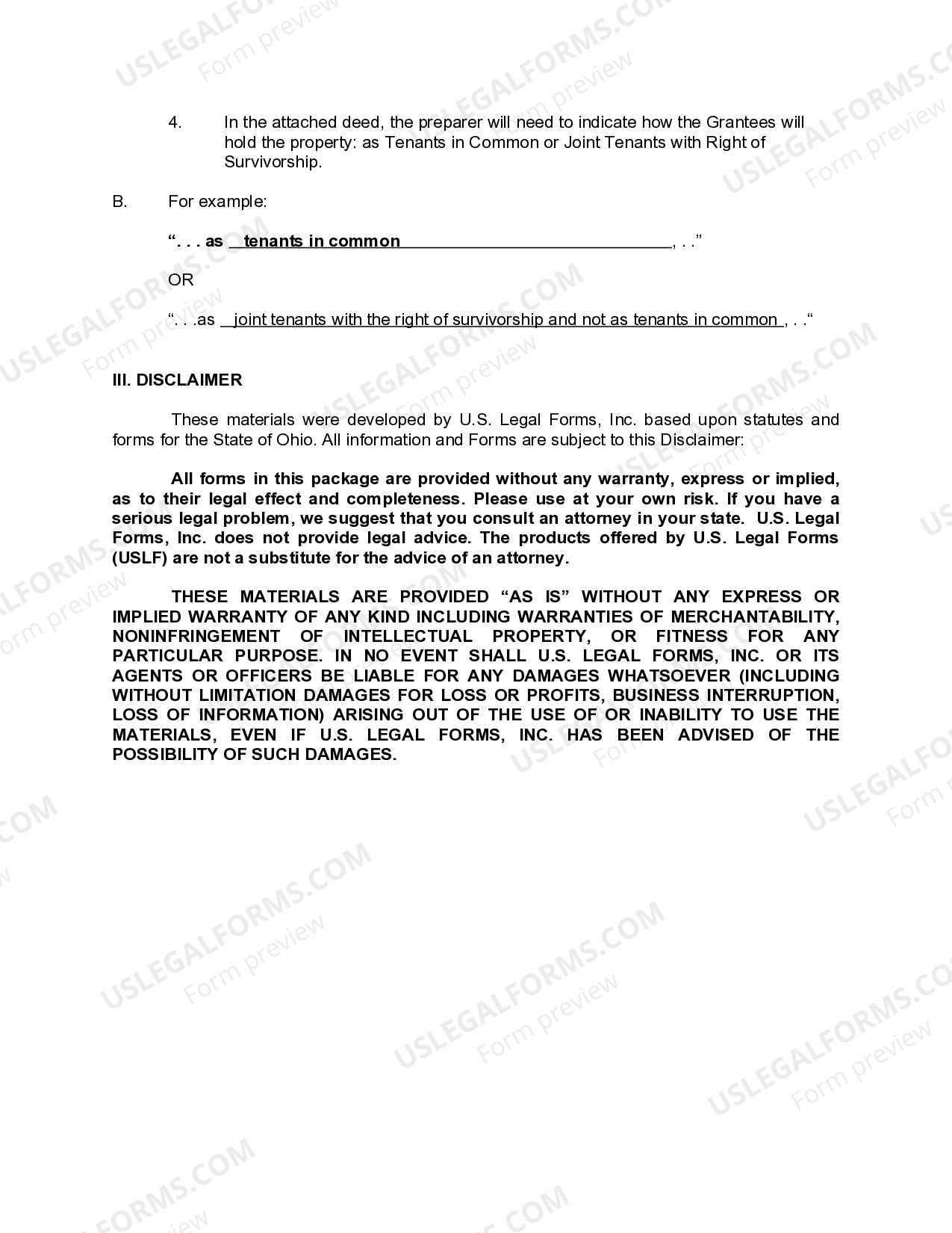 Ohio General Warranty Deed from Husband to Himself and Wife US Legal