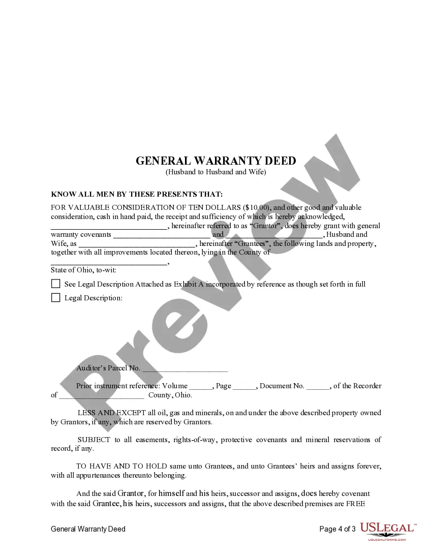 Preview General Warranty Deed from Husband to Himself and Wife