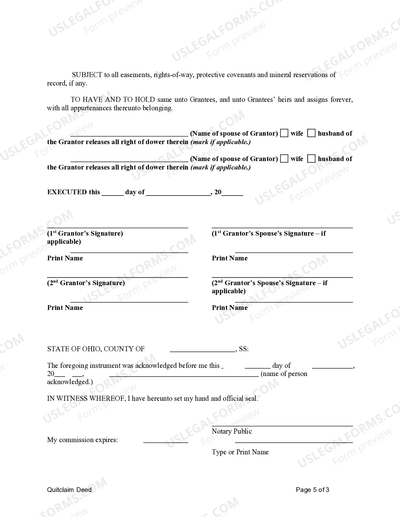 Preview Quitclaim Deed from Husband and Wife to Husband and Wife