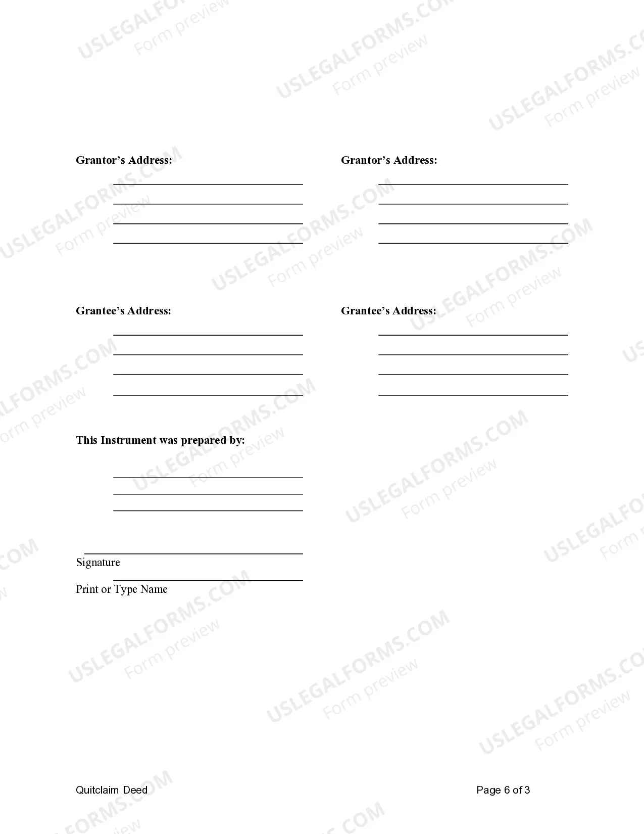 Preview Quitclaim Deed from Husband and Wife to Husband and Wife