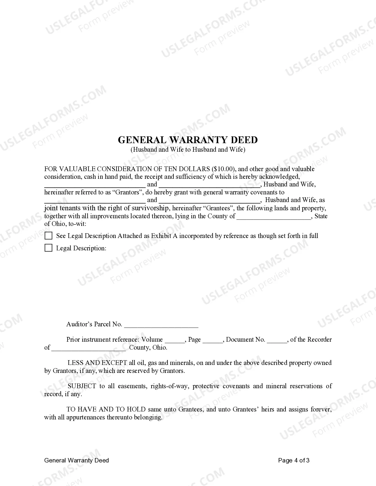 Preview General Warranty Deed from Husband and Wife to Husband and Wife