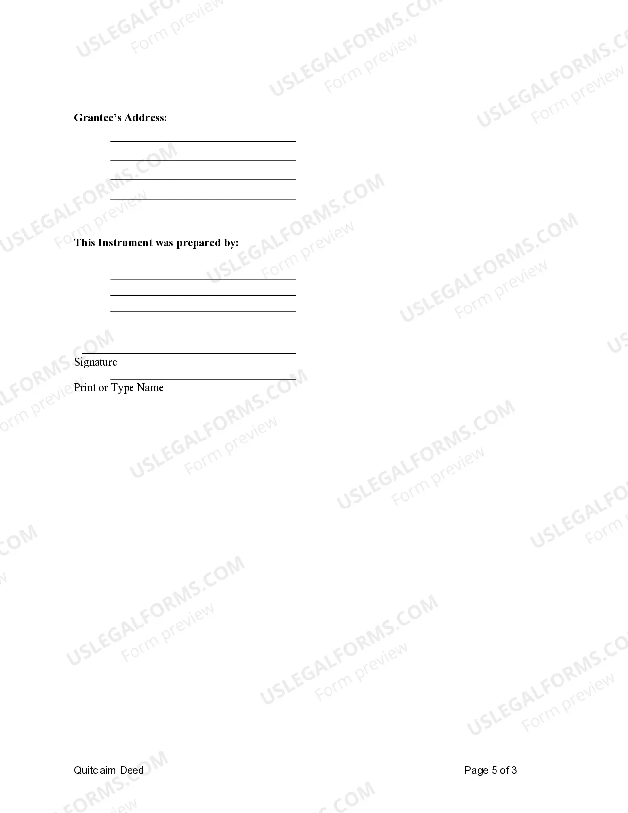 Preview Quitclaim Deed from Husband and Wife to an Individual