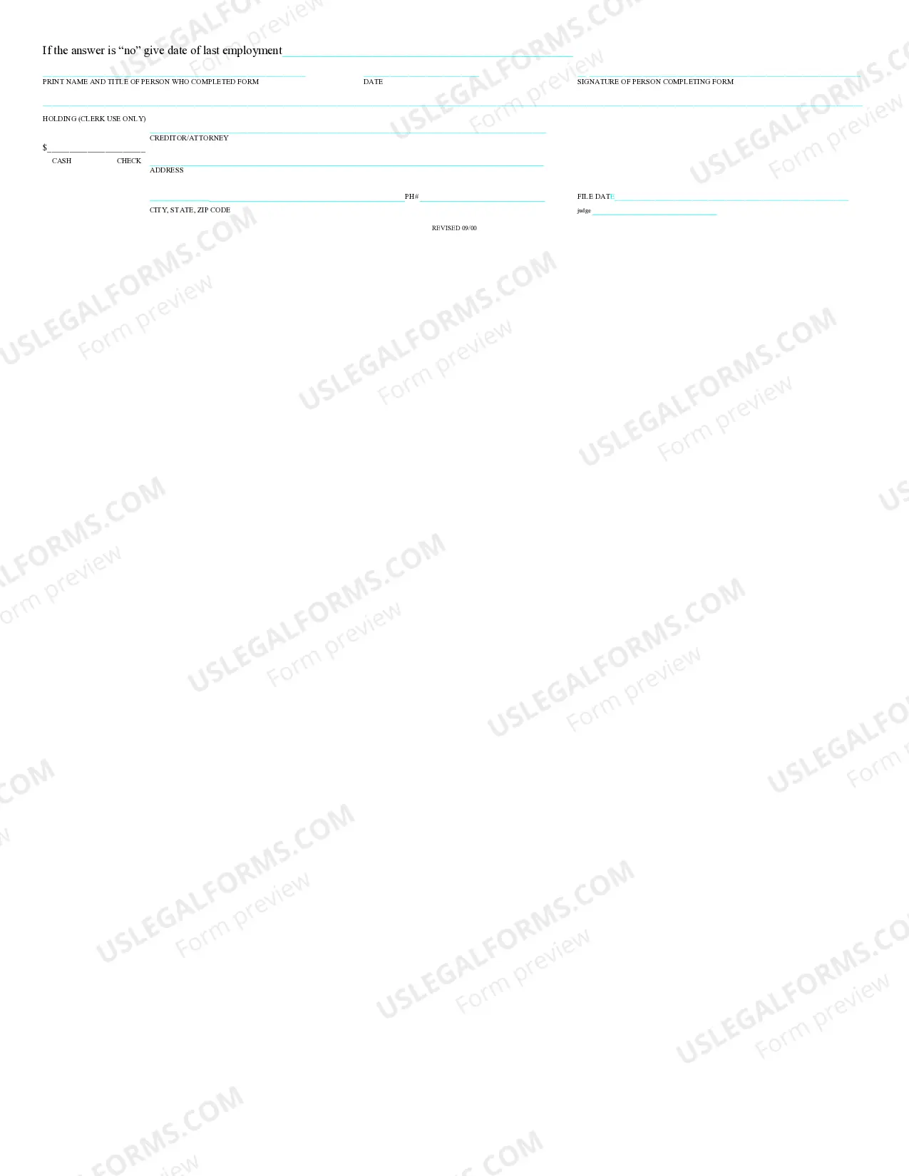 Preview Affidavit and Notice of Garnishment of Personal Earnings and Answer of Employer